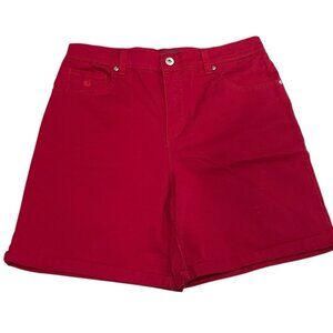 Gloria Vanderbilt Amanda Missy Size 8 Solid Hot Pink Denim Stretch Cuffed